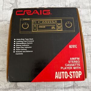 Vtg Craig AG101C In Dash AM/FM Stereo Cassette Player Auto Stop Retro Car Audio